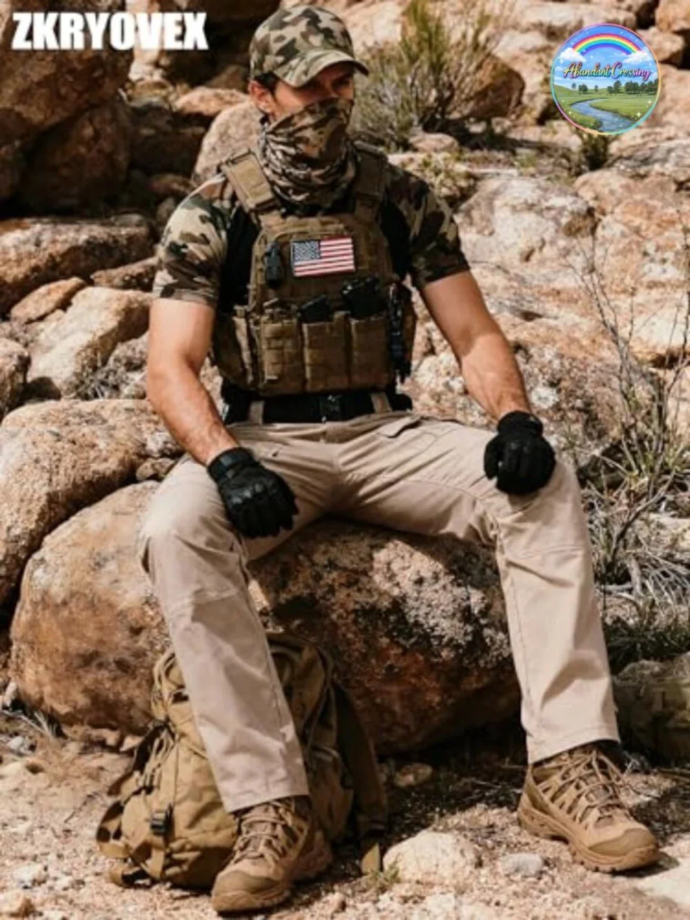 Men's Tactical Cargo Pants Ripstop Water Resistant Stretch Hiking Pants